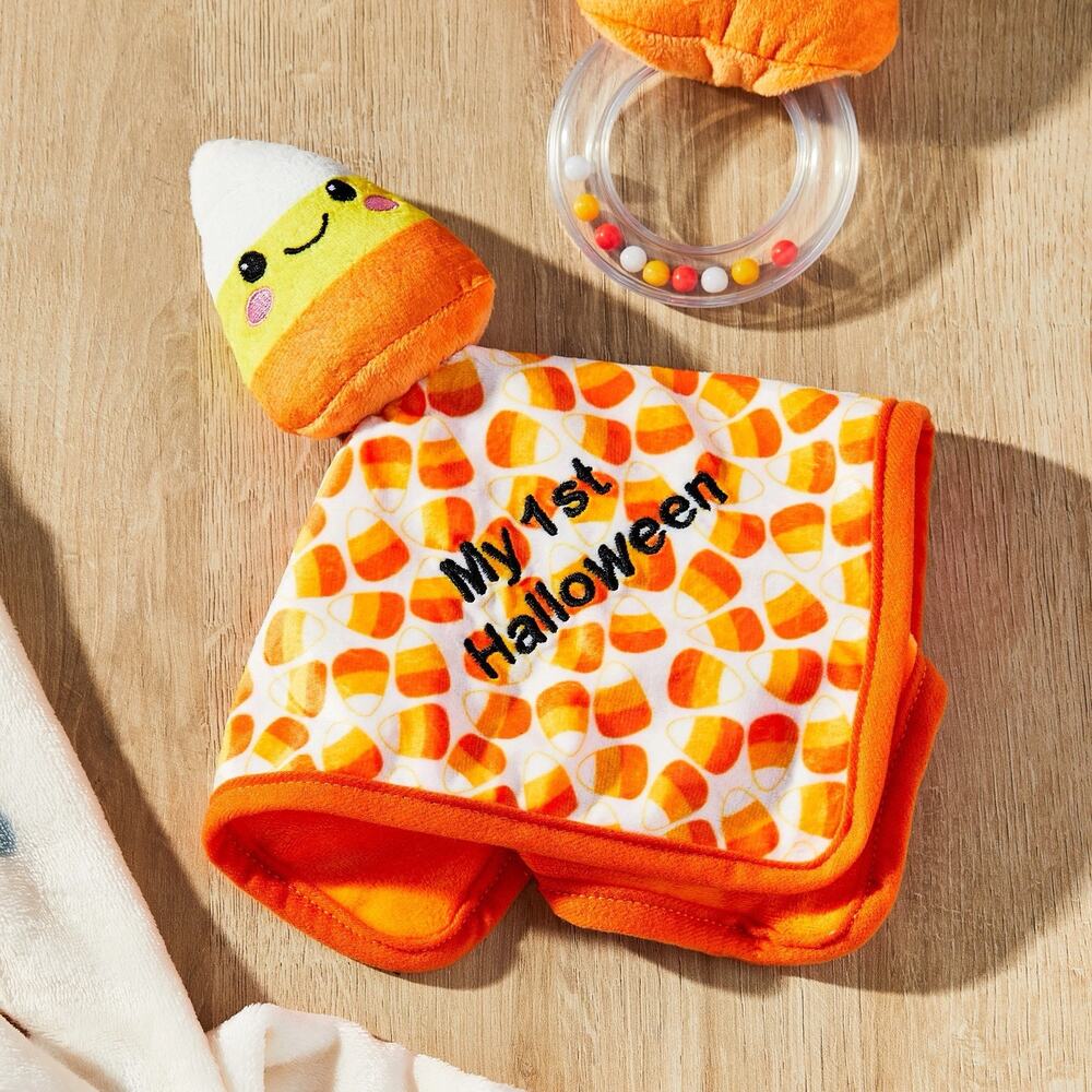 Candy Corn Baby Lovey Security Blanket My 1st Halloween Sweet Cute Orange 11x11